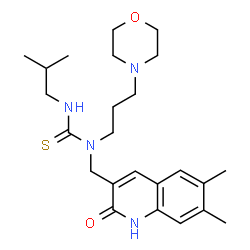 ChemSpider 2D Image | 1-[(6,7-Dimethyl-2-oxo-1,2-dihydro-3-quinolinyl)methyl]-3-isobutyl-1-[3-(4-morpholinyl)propyl]thiourea | C24H36N4O2S
