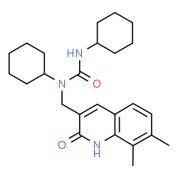 ChemSpider 2D Image | 1,3-Dicyclohexyl-1-[(7,8-dimethyl-2-oxo-1,2-dihydro-3-quinolinyl)methyl]urea | C25H35N3O2