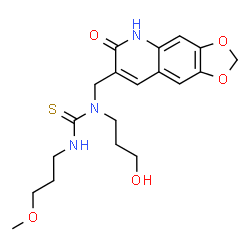ChemSpider 2D Image | 1-(3-Hydroxypropyl)-3-(3-methoxypropyl)-1-[(6-oxo-5,6-dihydro[1,3]dioxolo[4,5-g]quinolin-7-yl)methyl]thiourea | C19H25N3O5S