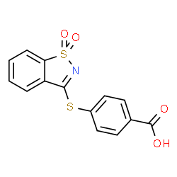 ChemSpider 2D Image | 4-[(1,1-Dioxido-1,2-benzothiazol-3-yl)sulfanyl]benzoic acid | C14H9NO4S2