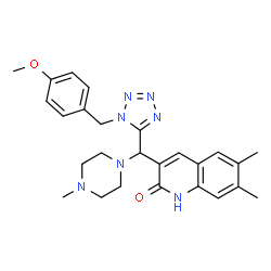 ChemSpider 2D Image | 3-{[1-(4-Methoxybenzyl)-1H-tetrazol-5-yl](4-methyl-1-piperazinyl)methyl}-6,7-dimethyl-2(1H)-quinolinone | C26H31N7O2