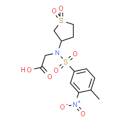 ChemSpider 2D Image | N-(1,1-Dioxidotetrahydro-3-thiophenyl)-N-[(4-methyl-3-nitrophenyl)sulfonyl]glycine | C13H16N2O8S2