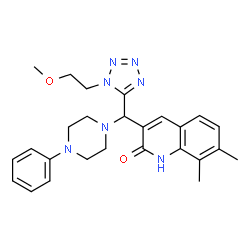 ChemSpider 2D Image | 3-{[1-(2-Methoxyethyl)-1H-tetrazol-5-yl](4-phenyl-1-piperazinyl)methyl}-7,8-dimethyl-2(1H)-quinolinone | C26H31N7O2