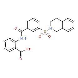 ChemSpider 2D Image | 2-{[3-(3,4-Dihydro-2(1H)-isoquinolinylsulfonyl)benzoyl]amino}benzoic acid | C23H20N2O5S