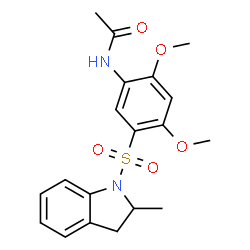ChemSpider 2D Image | N-{2,4-Dimethoxy-5-[(2-methyl-2,3-dihydro-1H-indol-1-yl)sulfonyl]phenyl}acetamide | C19H22N2O5S