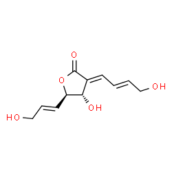 ChemSpider 2D Image | (3E,4S,5R)-4-Hydroxy-3-[(2E)-4-hydroxy-2-buten-1-ylidene]-5-[(1E)-3-hydroxy-1-propen-1-yl]dihydro-2(3H)-furanone | C11H14O5