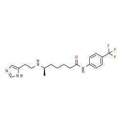 ChemSpider 2D Image | (6R)-6-{[2-(1H-Imidazol-4-yl)ethyl]amino}-N-[4-(trifluoromethyl)phenyl]heptanamide | C19H25F3N4O