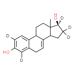 ChemSpider 2D Image | (17beta)-(2,4,16,16,17-~2~H_5_)Estra-1(10),2,4,7-tetraene-3,17-diol | C18H17D5O2