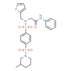 ChemSpider 2D Image | N~2~-(2-Furylmethyl)-N~2~-({4-[(3-methyl-1-piperidinyl)sulfonyl]phenyl}sulfonyl)-N-phenylglycinamide | C25H29N3O6S2