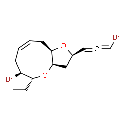 ChemSpider 2D Image | (2R,3aR,5R,6S,8Z,10aR)-6-Bromo-2-[(1S)-3-bromopropadienyl]-5-ethyl-2,3,3a,5,6,7,10,10a-octahydrofuro[3,2-b]oxonine | C15H20Br2O2