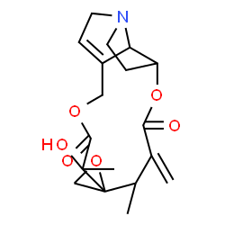 ChemSpider 2D Image | 6-Hydroxy-4,6-dimethyl-3-methylene-3,4,9,11,13,14,14a,14b-octahydro-2H-spiro[1,6-dioxacyclododecino[2,3,4-gh]pyrrolizine-5,2'-oxirane]-2,7(6H)-dione | C18H23NO6