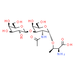 ChemSpider 2D Image | (2S,3R)-3-{[(2S,3S,4R,5R,6S)-3-Acetamido-5-hydroxy-6-(hydroxymethyl)-4-{[(2R,3S,4S,5R,6S)-3,4,5-trihydroxy-6-(hydroxymethyl)tetrahydro-2H-pyran-2-yl]oxy}tetrahydro-2H-pyran-2-yl]oxy}-2-aminobutanoic a
cid | C18H32N2O13