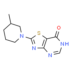 ChemSpider 2D Image | 2-(3-Methyl-1-piperidinyl)[1,3]thiazolo[4,5-d]pyrimidin-7(4H)-one | C11H14N4OS