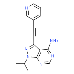 ChemSpider 2D Image | 1-Isopropyl-3-(3-pyridinylethynyl)-1H-pyrazolo[3,4-d]pyrimidin-4-amine | C15H14N6
