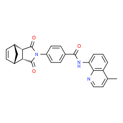ChemSpider 2D Image | 4-[(2R,6S)-3,5-Dioxo-4-azatricyclo[5.2.1.0~2,6~]dec-8-en-4-yl]-N-(4-methyl-8-quinolinyl)benzamide | C26H21N3O3