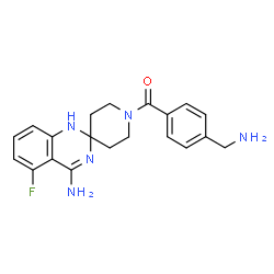 ChemSpider 2D Image | 1-[4-(AMINOMETHYL)BENZOYL]-5'-FLUORO-1'H-SPIRO[PIPERIDINE-4,2'-QUINAZOLIN]-4'-AMINE | C20H22FN5O