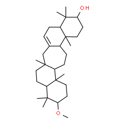 ChemSpider 2D Image | 11-Methoxy-4,4,7a,10,10,13a,15b-heptamethyl-2,3,4,4a,5,7,7a,8,9,9a,10,11,12,13,13a,13b,14,15,15a,15b-icosahydro-1H-naphtho[2',1':4,5]cyclohepta[1,2-a]naphthalen-3-ol | C31H52O2