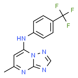 ChemSpider 2D Image | 5-Methyl-N-[4-(trifluoromethyl)phenyl][1,2,4]triazolo[1,5-a]pyrimidin-7-amine | C13H10F3N5