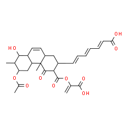 ChemSpider 2D Image | (2E,4E,6E)-7-(6-Acetoxy-3-{[(1-carboxyvinyl)oxy]carbonyl}-8-hydroxy-4a,7-dimethyl-4-oxo-1,2,3,4,4a,4b,5,6,7,8,8a,10a-dodecahydro-2-phenanthrenyl)-2,4,6-heptatrienoic acid | C29H34O10
