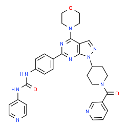 ChemSpider 2D Image | 1-(4-{4-morpholin-4-yl-1-[1-(pyridin-3-ylcarbonyl)piperidin-4-yl]-1H-pyrazolo[3,4-D]pyrimidin-6-yl}phenyl)-3-pyridin-4-ylurea | C32H32N10O3