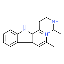 ChemSpider 2D Image | 4,6-Dimethyl-2,3,4,12-tetrahydro-1H-pyrimido[1',6':1,2]pyrido[3,4-b]indol-5-ium | C16H18N3