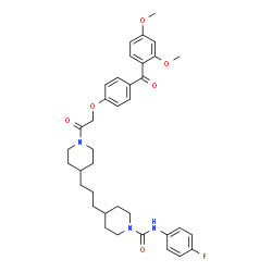 ChemSpider 2D Image | 4-[3-(1-{[4-(2,4-Dimethoxybenzoyl)phenoxy]acetyl}-4-piperidinyl)propyl]-N-(4-fluorophenyl)-1-piperidinecarboxamide | C37H44FN3O6