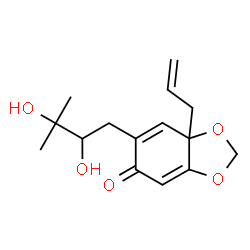 ChemSpider 2D Image | 7a-Allyl-6-(2,3-dihydroxy-3-methylbutyl)-1,3-benzodioxol-5(7aH)-one | C15H20O5