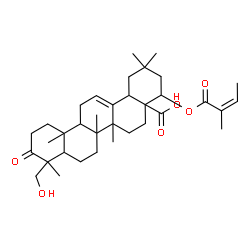 ChemSpider 2D Image | 23-Hydroxy-22-{[(2Z)-2-methyl-2-butenoyl]oxy}-3-oxoolean-12-en-28-oic acid | C35H52O6