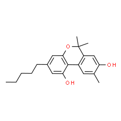 ChemSpider 2D Image | 6,6,9-Trimethyl-3-pentyl-6H-benzo[c]chromene-1,8-diol | C21H26O3