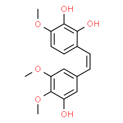 ChemSpider 2D Image | 3-[(Z)-2-(3-Hydroxy-4,5-dimethoxyphenyl)vinyl]-6-methoxy-1,2-benzenediol | C17H18O6
