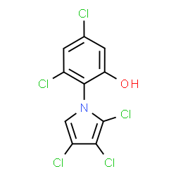 ChemSpider 2D Image | 3,5-Dichloro-2-(2,3,4-trichloro-1H-pyrrol-1-yl)phenol | C10H4Cl5NO