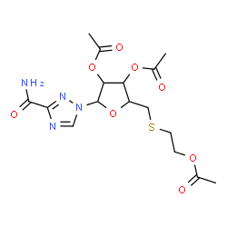 ChemSpider 2D Image | 1-[5-S-(2-Acetoxyethyl)-2,3-di-O-acetyl-5-thiopentofuranosyl]-1H-1,2,4-triazole-3-carboxamide | C16H22N4O8S