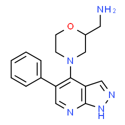 ChemSpider 2D Image | 1-[4-(5-Phenyl-1H-pyrazolo[3,4-b]pyridin-4-yl)-2-morpholinyl]methanamine | C17H19N5O