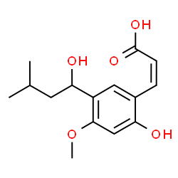 ChemSpider 2D Image | (2Z)-3-[2-Hydroxy-5-(1-hydroxy-3-methylbutyl)-4-methoxyphenyl]acrylic acid | C15H20O5