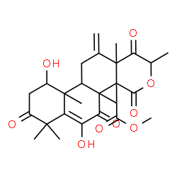 ChemSpider 2D Image | Methyl 6,10-dihydroxy-2,4b,7,7,10a,12a-hexamethyl-12-methylene-1,4,5,8-tetraoxo-1,4b,5,7,8,9,10,10a,10b,11,12,12a-dodecahydro-2H-naphtho[1,2-h]isochromene-4a(4H)-carboxylate | C26H32O9