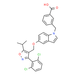 ChemSpider 2D Image | 3-[(5-{[3-(2,6-Dichlorophenyl)-5-isopropyl-1,2-oxazol-4-yl]methoxy}-1H-indol-1-yl)methyl]benzoic acid | C29H24Cl2N2O4