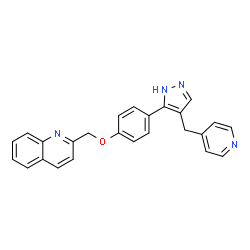 ChemSpider 2D Image | 2-({4-[4-(4-Pyridinylmethyl)-1H-pyrazol-5-yl]phenoxy}methyl)quinoline | C25H20N4O