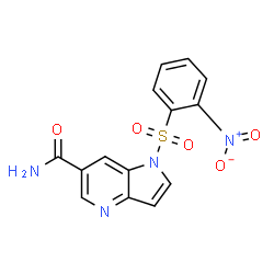 ChemSpider 2D Image | 1-[(2-Nitrophenyl)sulfonyl]-1H-pyrrolo[3,2-b]pyridine-6-carboxamide | C14H10N4O5S