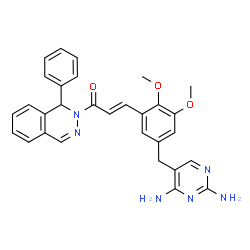 ChemSpider 2D Image | (2E)-3-{5-[(2,4-Diamino-5-pyrimidinyl)methyl]-2,3-dimethoxyphenyl}-1-(1-phenyl-2(1H)-phthalazinyl)-2-propen-1-one | C30H28N6O3