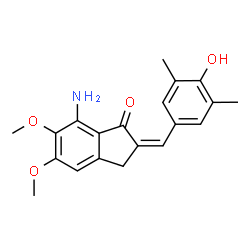 ChemSpider 2D Image | (2Z)-7-Amino-2-(4-hydroxy-3,5-dimethylbenzylidene)-5,6-dimethoxy-1-indanone | C20H21NO4