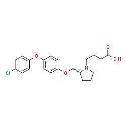 ChemSpider 2D Image | 4-[(2R)-2-{[4-(4-Chlorophenoxy)phenoxy]methyl}-1-pyrrolidinyl]butanoic acid | C21H24ClNO4