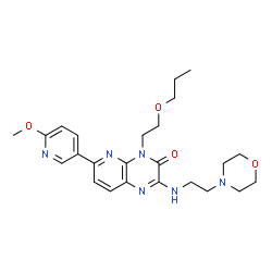 ChemSpider 2D Image | 6-(6-Methoxypyridin-3-Yl)-2-[(2-Morpholin-4-Ylethyl)amino]-4-(2-Propoxyethyl)pyrido[2,3-B]pyrazin-3(4h)-One | C24H32N6O4