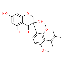 ChemSpider 2D Image | 3-[2,4-Dimethoxy-3-(3-methyl-2-buten-2-yl)phenyl]-3,5,7-trihydroxy-2,3-dihydro-4H-chromen-4-one | C22H24O7