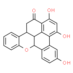 ChemSpider 2D Image | 1,3,5-Trihydroxy-7b,12b,13,14c-tetrahydro-14H-benzo[c]naphtho[2,1,8-mna]xanthen-14-one | C23H16O5