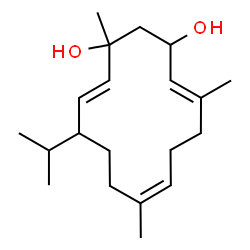 ChemSpider 2D Image | (4E,8Z,13E)-12-Isopropyl-1,5,9-trimethyl-4,8,13-cyclotetradecatriene-1,3-diol | C20H34O2
