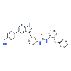 ChemSpider 2D Image | 1-(3-{5-[4-(Aminomethyl)phenyl]-1H-pyrrolo[2,3-b]pyridin-3-yl}phenyl)-3-(2-phenoxyphenyl)urea | C33H27N5O2