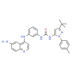 ChemSpider 2D Image | 1-{3-[(6-Aminoquinolin-4-Yl)amino]phenyl}-3-[3-Tert-Butyl-1-(4-Methylphenyl)-1h-Pyrazol-5-Yl]urea | C30H31N7O