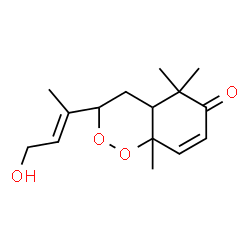 ChemSpider 2D Image | 3-[(2E)-4-Hydroxy-2-buten-2-yl]-5,5,8a-trimethyl-3,4,4a,8a-tetrahydro-1,2-benzodioxin-6(5H)-one | C15H22O4
