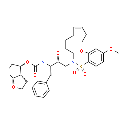 ChemSpider 2D Image | (3R,3aS,6aR)-Hexahydrofuro[2,3-b]furan-3-yl {(2S,3R)-3-hydroxy-4-[(7Z)-13-methoxy-1,1-dioxido-3,4,5,6,9,10-hexahydro-2H-11,1,2-benzoxathiazacyclotridecin-2-yl]-1-phenyl-2-butanyl}carbamate | C32H42N2O9S