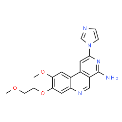 ChemSpider 2D Image | 2-(1H-Imidazol-1-yl)-9-methoxy-8-(2-methoxyethoxy)benzo[c][2,7]naphthyridin-4-amine | C19H19N5O3